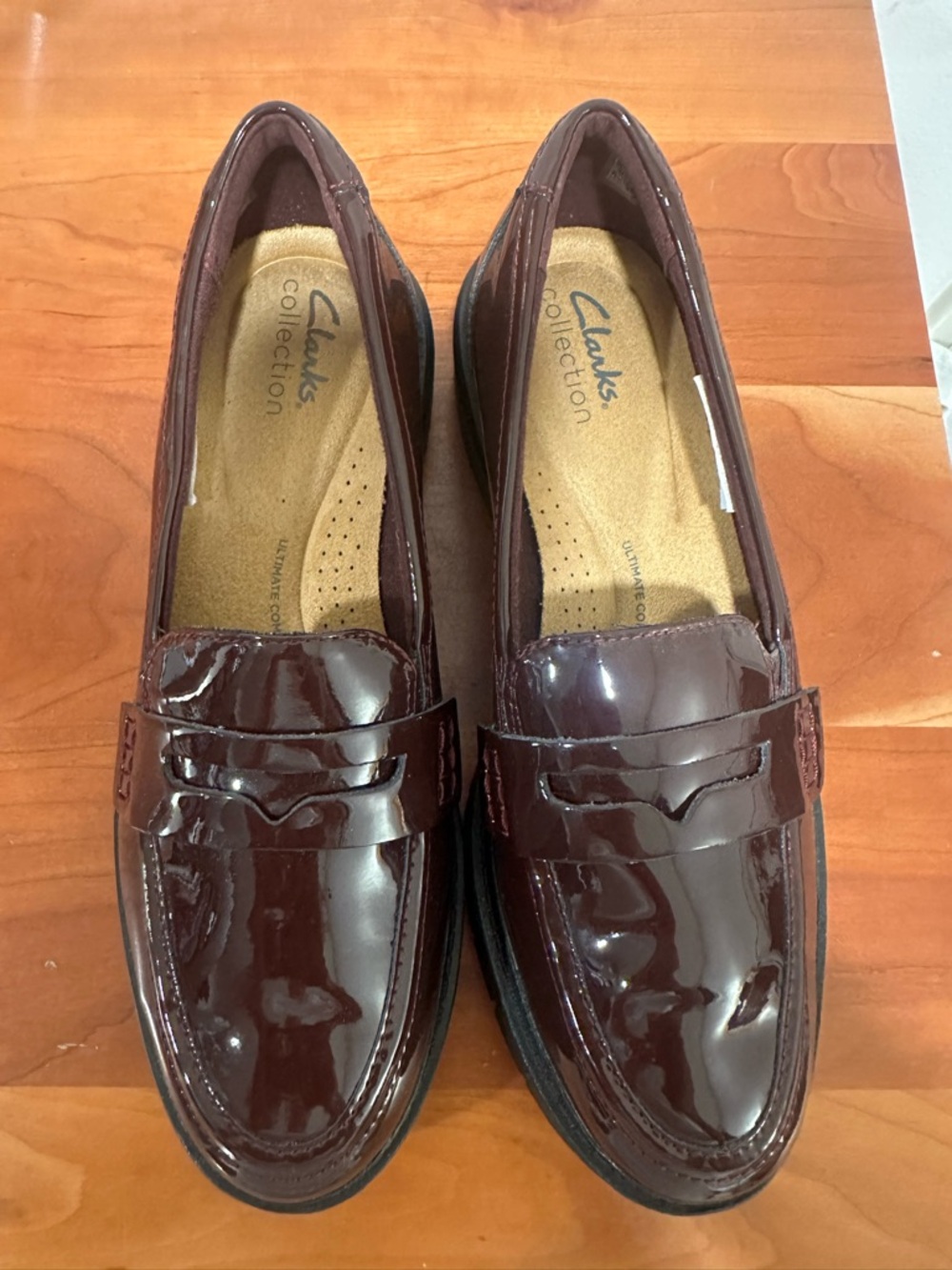 Clarks Burgundy Patent Leather Loafers. Work or casual. Comfort Shoe Size: 6 1/2
